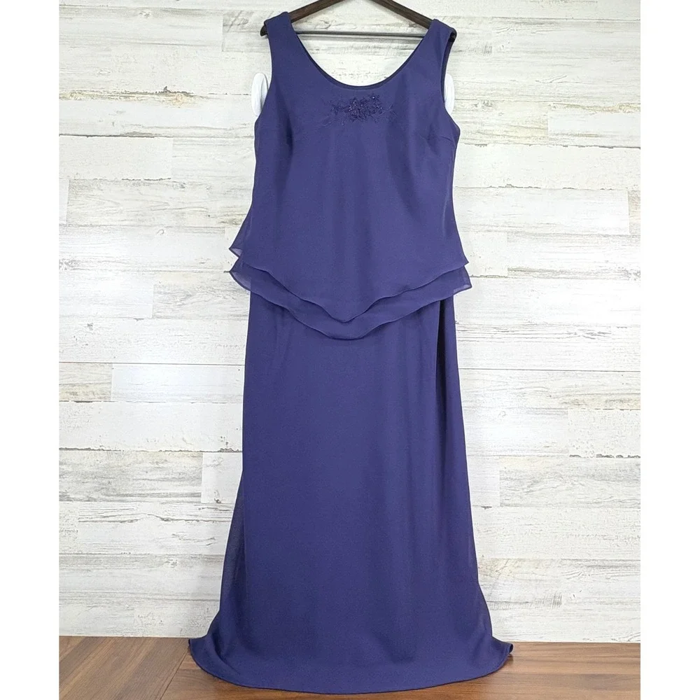 Dressbarn Woman‎ Collection 18W Purple Dress Set Embellished Jacket Chiffon